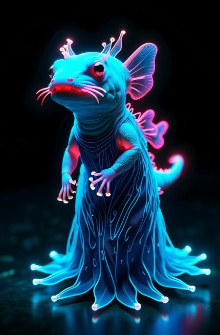 04725-3927447342-Axolotl glowing neon blue gown, Realistic style.png